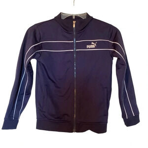 Puma Boys Size 7 Navy Track Jacket Full Zip Athletic Logo